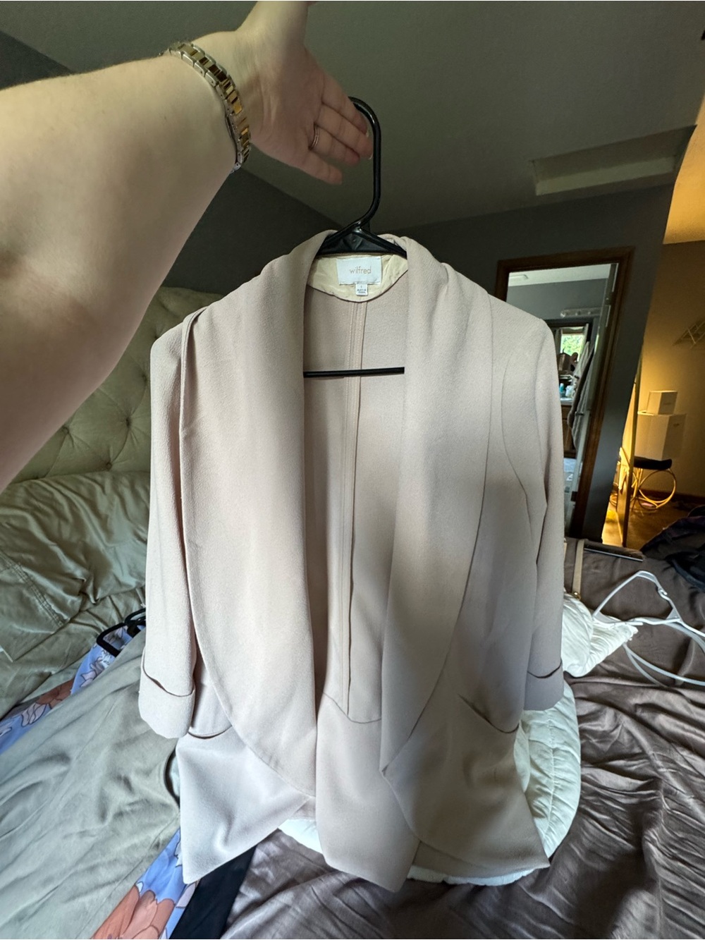 Wilfred Blush Open-Front Draped Blazer